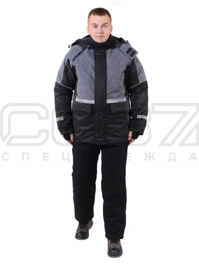 Куртка рабочая зимняя Нано-вектор цв.серыйчёрный -1