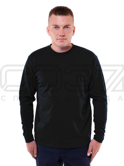 Футболка с длинным рукавом цв.чёрный тк.кулирка 1