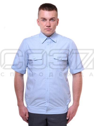 Рубашка форменная мужская МВД кор.рук цв.голубой тк.смесовая 1
