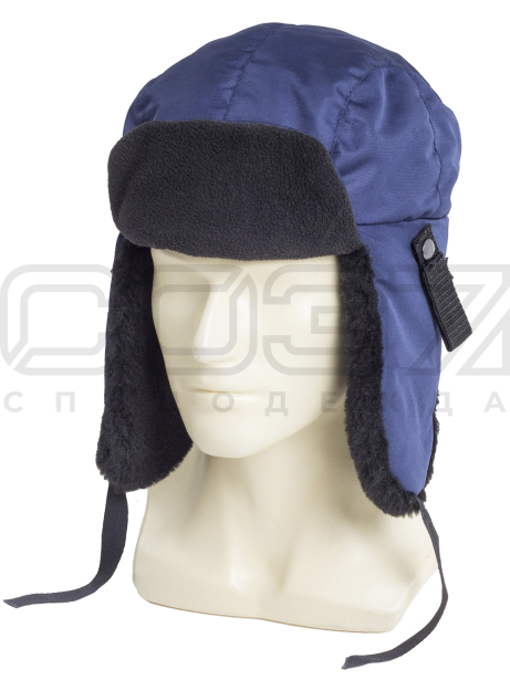 Шапка-ушанка Норденд цв.синий тк.полиэстер нат.мех 1